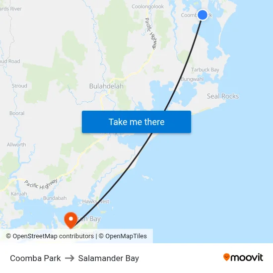 Coomba Park to Salamander Bay map
