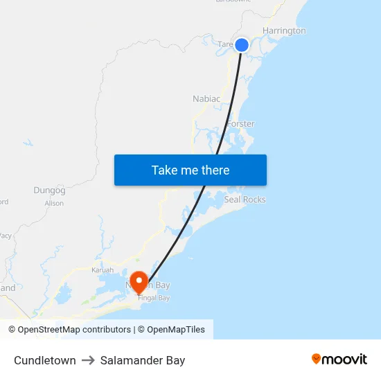 Cundletown to Salamander Bay map