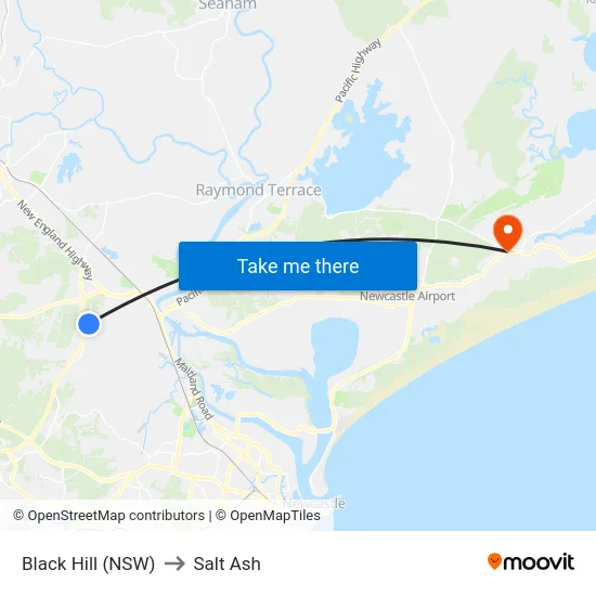 Black Hill (NSW) to Salt Ash map