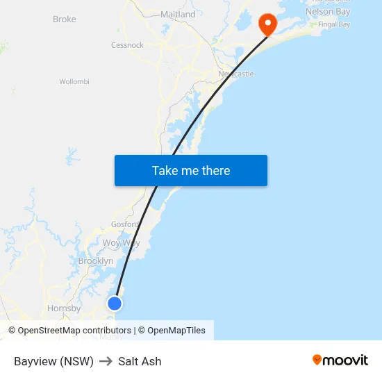 Bayview (NSW) to Salt Ash map
