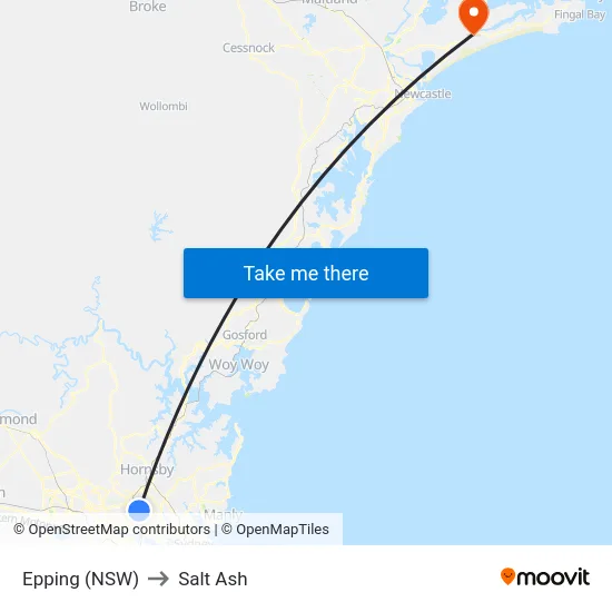Epping (NSW) to Salt Ash map