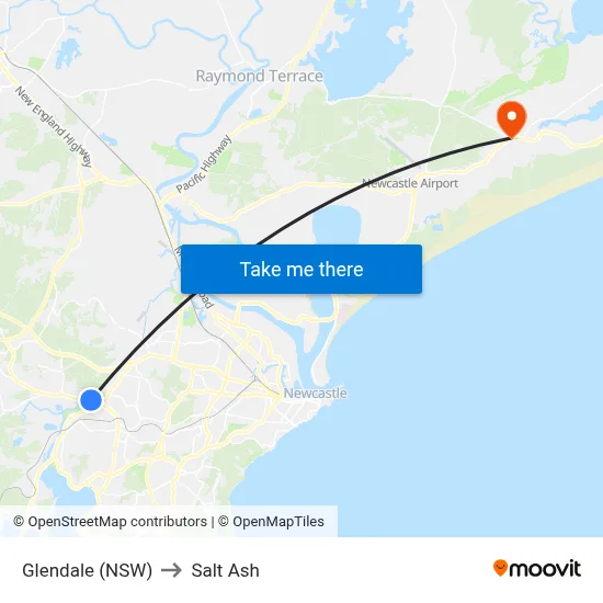 Glendale (NSW) to Salt Ash map