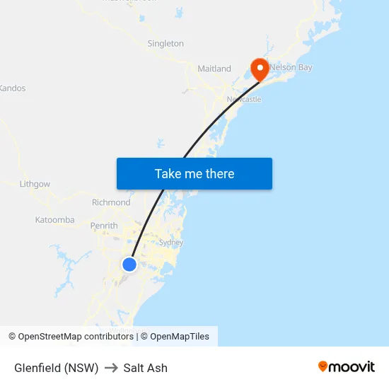 Glenfield (NSW) to Salt Ash map