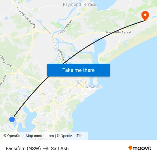 Fassifern (NSW) to Salt Ash map
