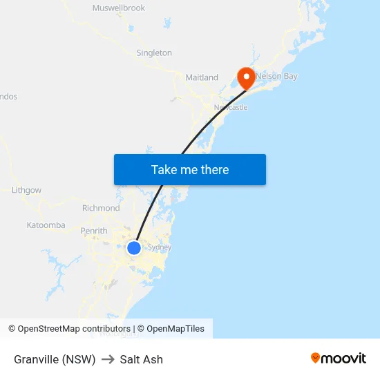 Granville (NSW) to Salt Ash map