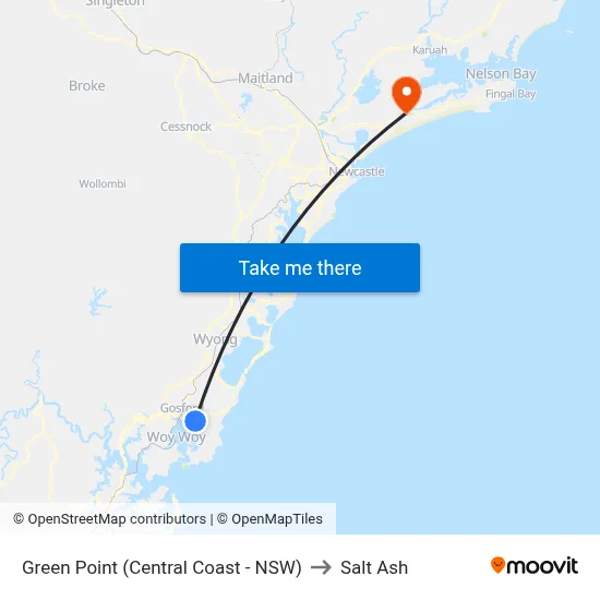 Green Point (Central Coast - NSW) to Salt Ash map