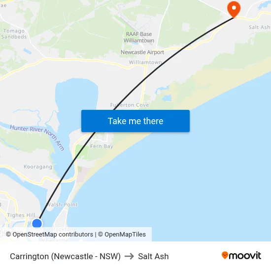 Carrington (Newcastle - NSW) to Salt Ash map