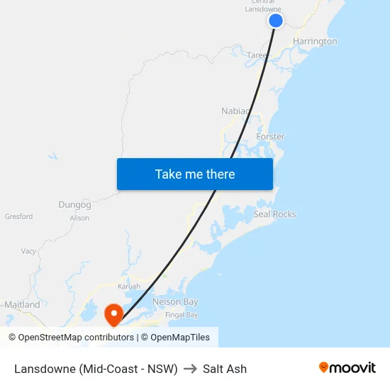 Lansdowne (Mid-Coast - NSW) to Salt Ash map