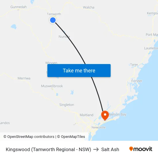 Kingswood (Tamworth Regional - NSW) to Salt Ash map