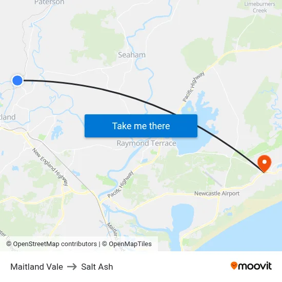 Maitland Vale to Salt Ash map