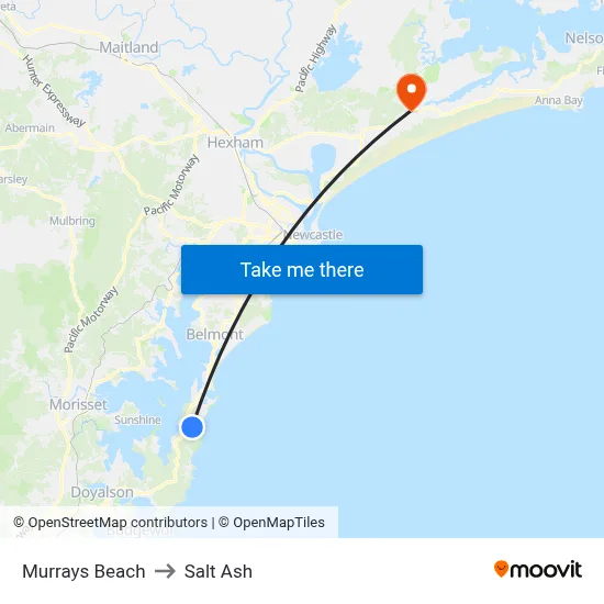 Murrays Beach to Salt Ash map