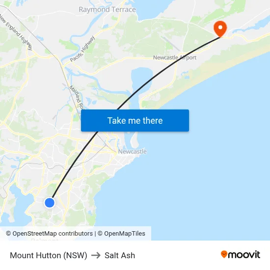 Mount Hutton (NSW) to Salt Ash map