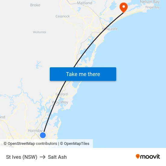 St Ives (NSW) to Salt Ash map