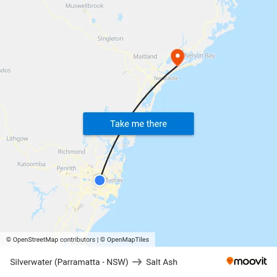 Silverwater (Parramatta - NSW) to Salt Ash map