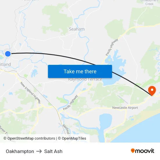 Oakhampton to Salt Ash map