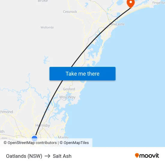Oatlands (NSW) to Salt Ash map