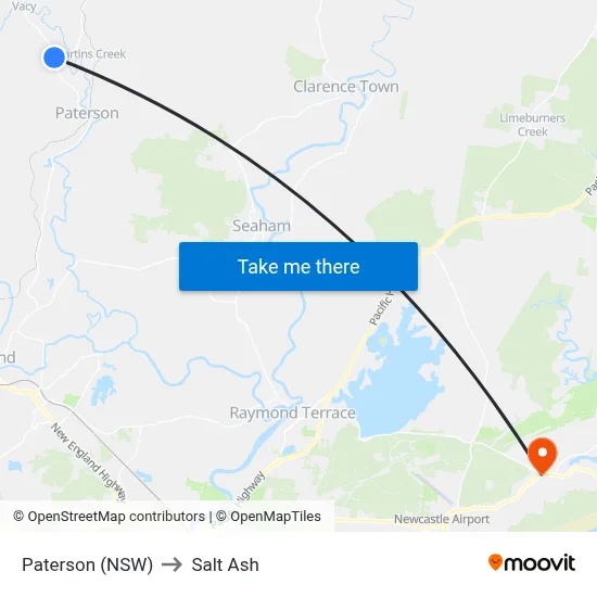 Paterson (NSW) to Salt Ash map