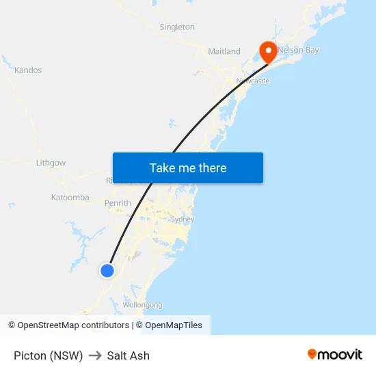 Picton (NSW) to Salt Ash map