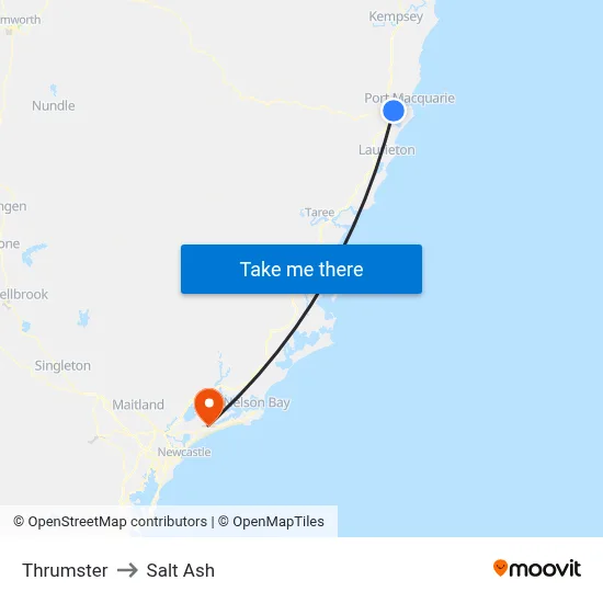 Thrumster to Salt Ash map