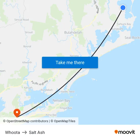 Whoota to Salt Ash map