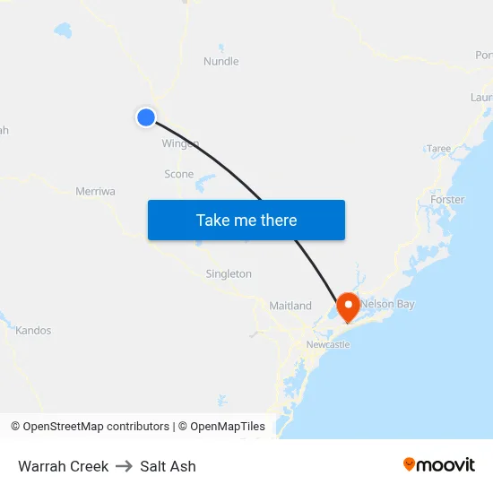 Warrah Creek to Salt Ash map