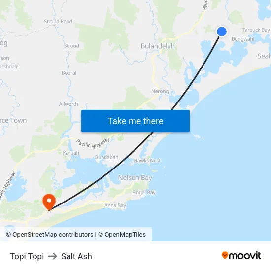 Topi Topi to Salt Ash map