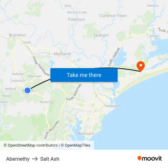 Abernethy to Salt Ash map