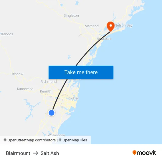 Blairmount to Salt Ash map