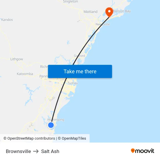 Brownsville to Salt Ash map