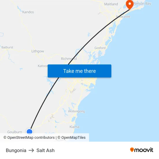 Bungonia to Salt Ash map