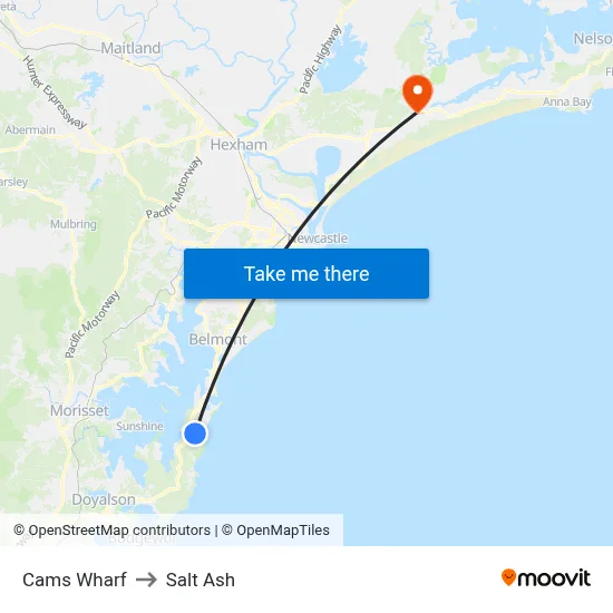 Cams Wharf to Salt Ash map
