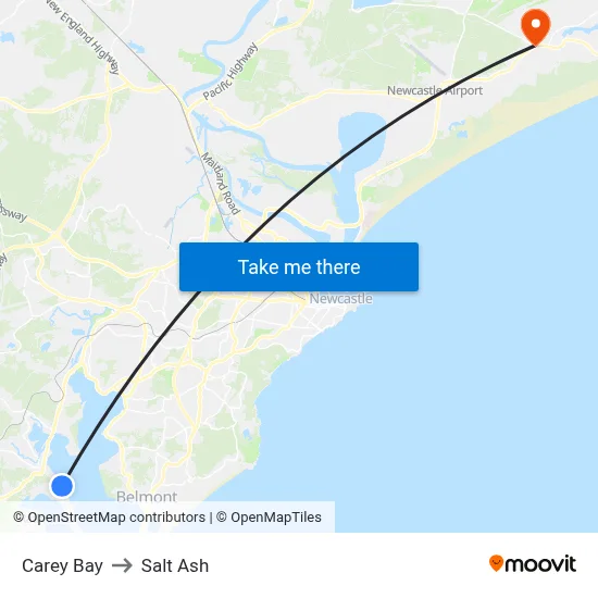 Carey Bay to Salt Ash map