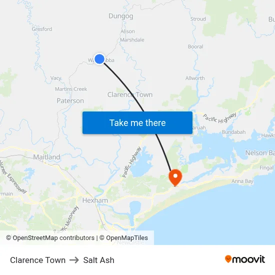 Clarence Town to Salt Ash map