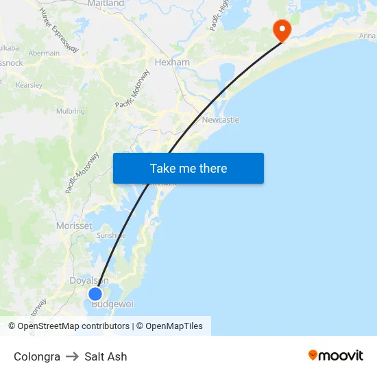 Colongra to Salt Ash map