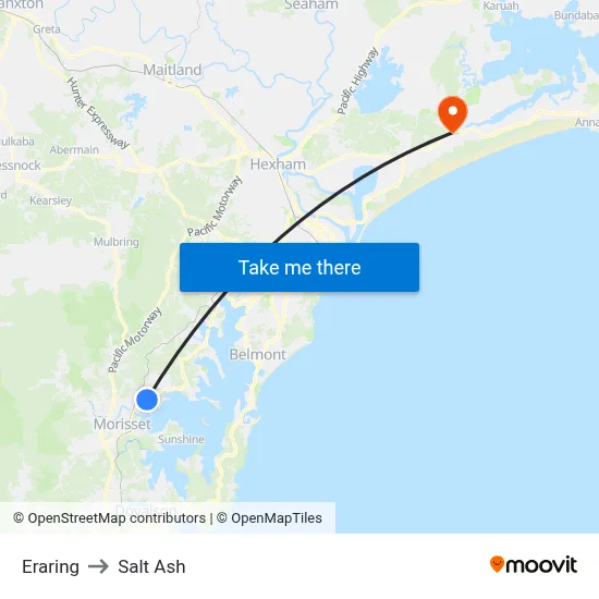 Eraring to Salt Ash map