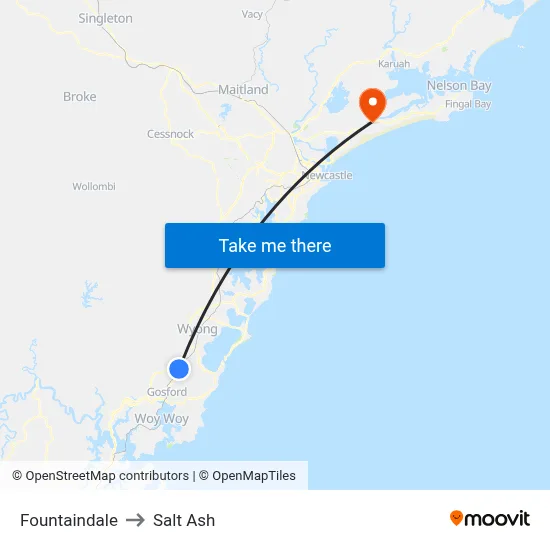 Fountaindale to Salt Ash map