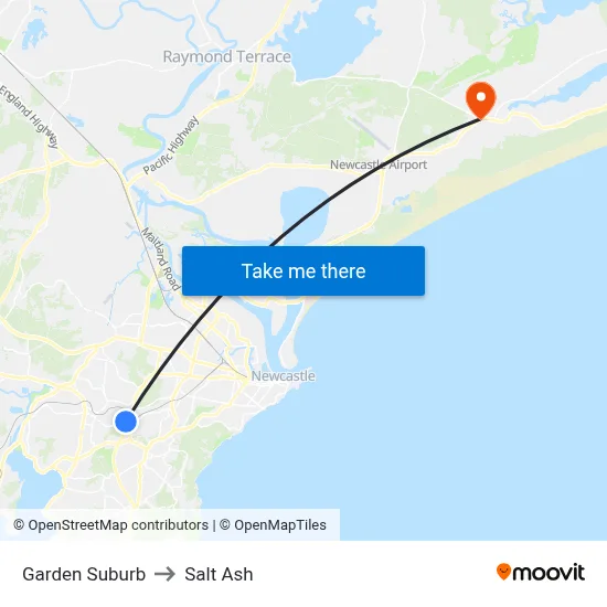 Garden Suburb to Salt Ash map