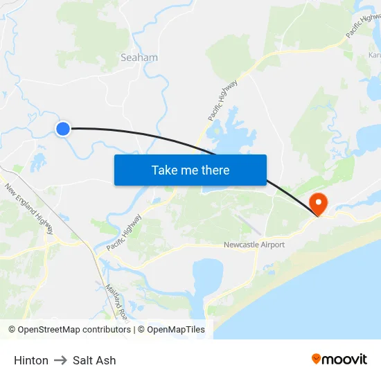 Hinton to Salt Ash map