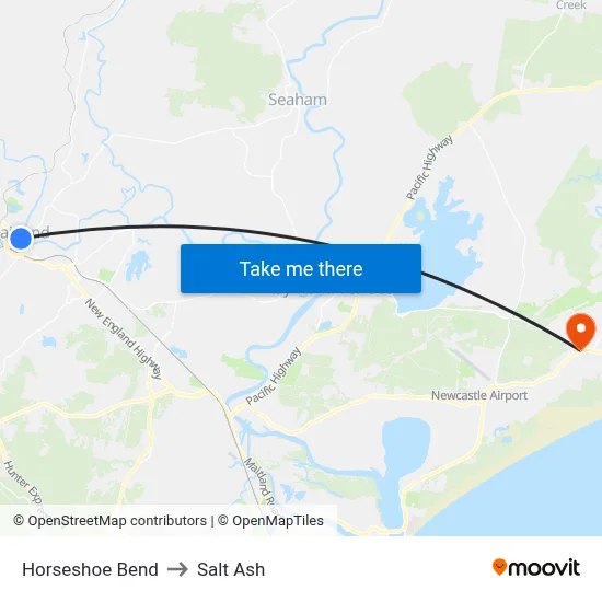 Horseshoe Bend to Salt Ash map