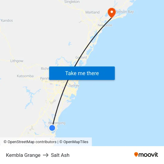 Kembla Grange to Salt Ash map