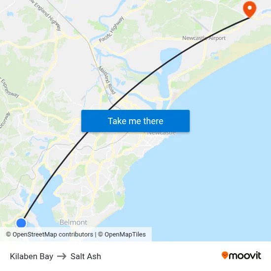 Kilaben Bay to Salt Ash map