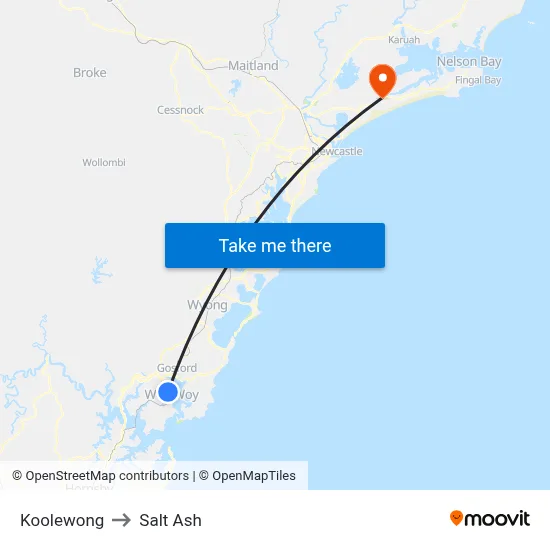 Koolewong to Salt Ash map