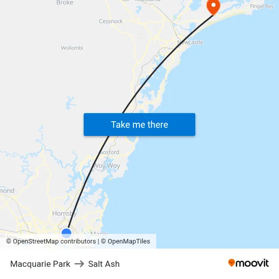 Macquarie Park to Salt Ash map