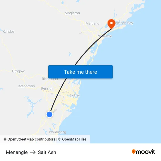 Menangle to Salt Ash map