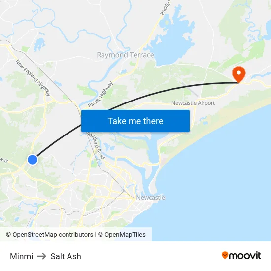 Minmi to Salt Ash map