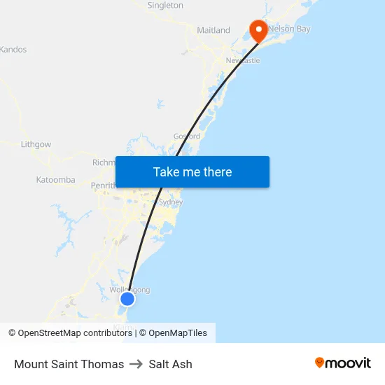 Mount Saint Thomas to Salt Ash map