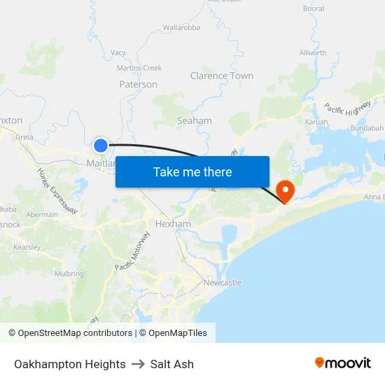 Oakhampton Heights to Salt Ash map