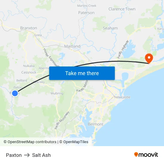 Paxton to Salt Ash map