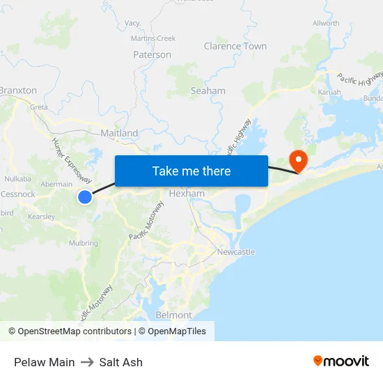 Pelaw Main to Salt Ash map