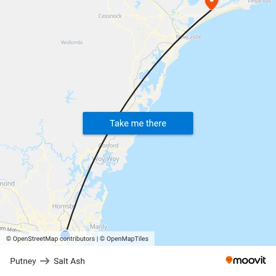 Putney to Salt Ash map
